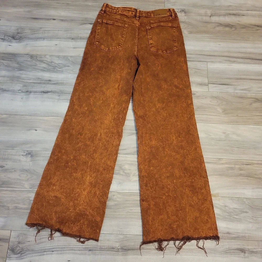 Judy Blue Jeans Womens 13/31 Rust Color Dryed Wash Raw Hem Wide Leg